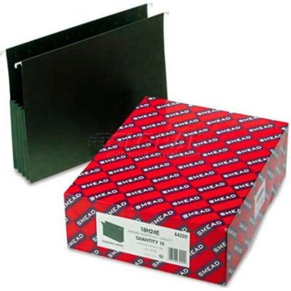 Smead Smead® 3-1/2" Hanging File Pockets with Sides, Letter, Standard Green, 10/Box 64220